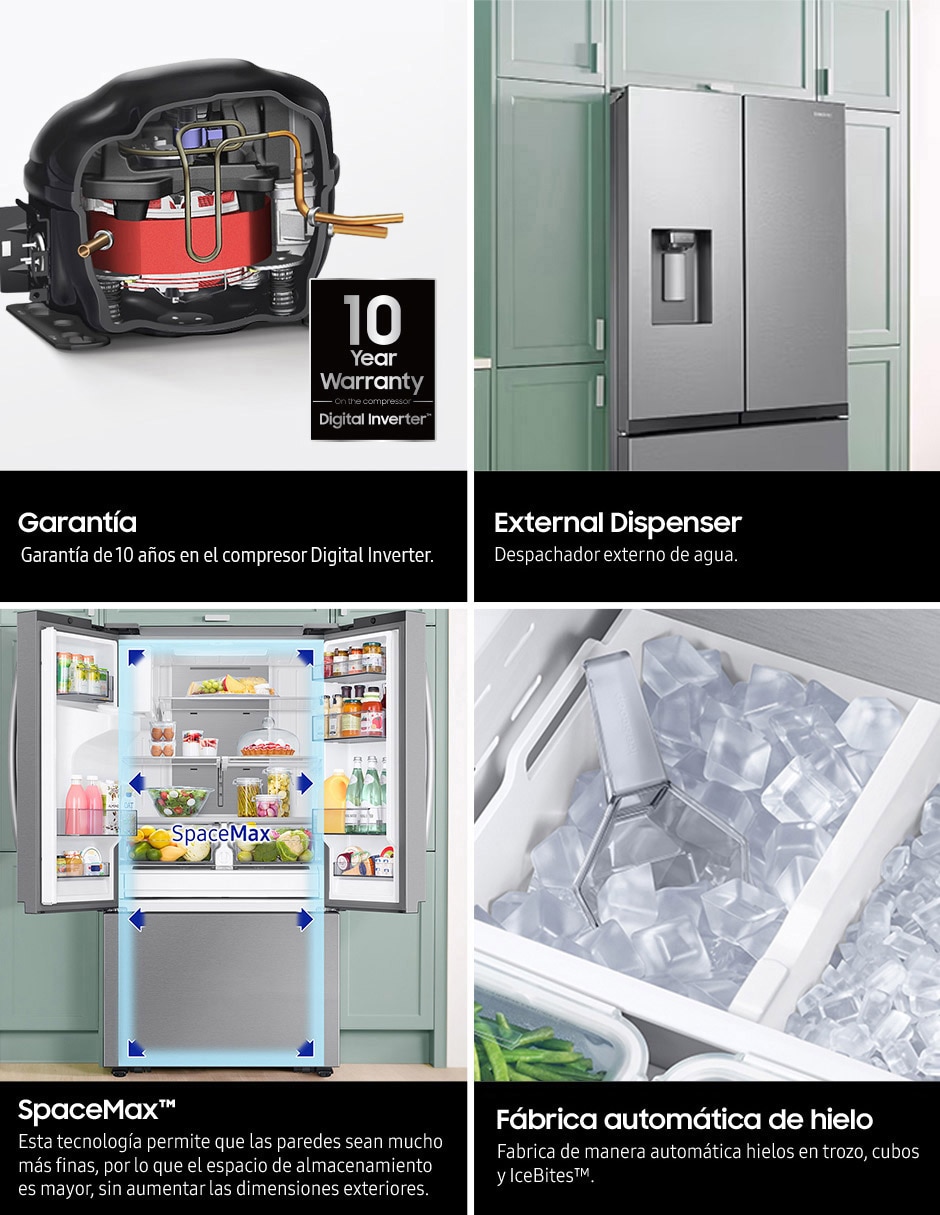 Refrigerador french door Samsung 31 pies cúbicos inverter y fábrica de hielo RF32CG5411B1EM