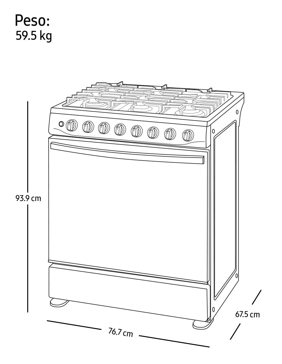 Estufa de piso a gas natural/lp Samsung 76.7 cm NX52T5411MS/AX de 6 quemadores