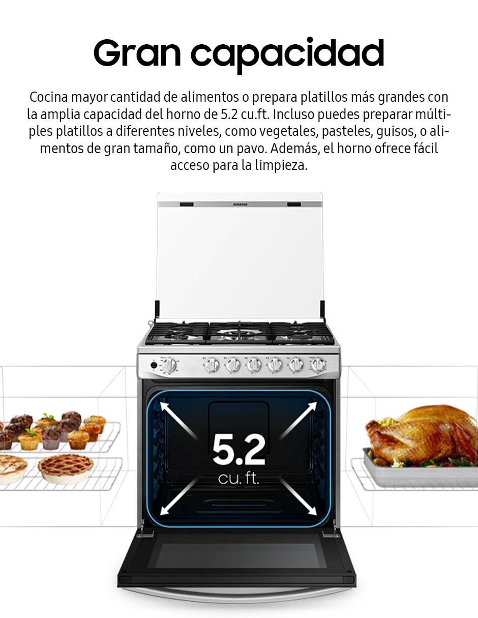 Estufa de piso a gas natural/lp Samsung 76.7 cm NX52T5412MS/AX de 6 quemadores