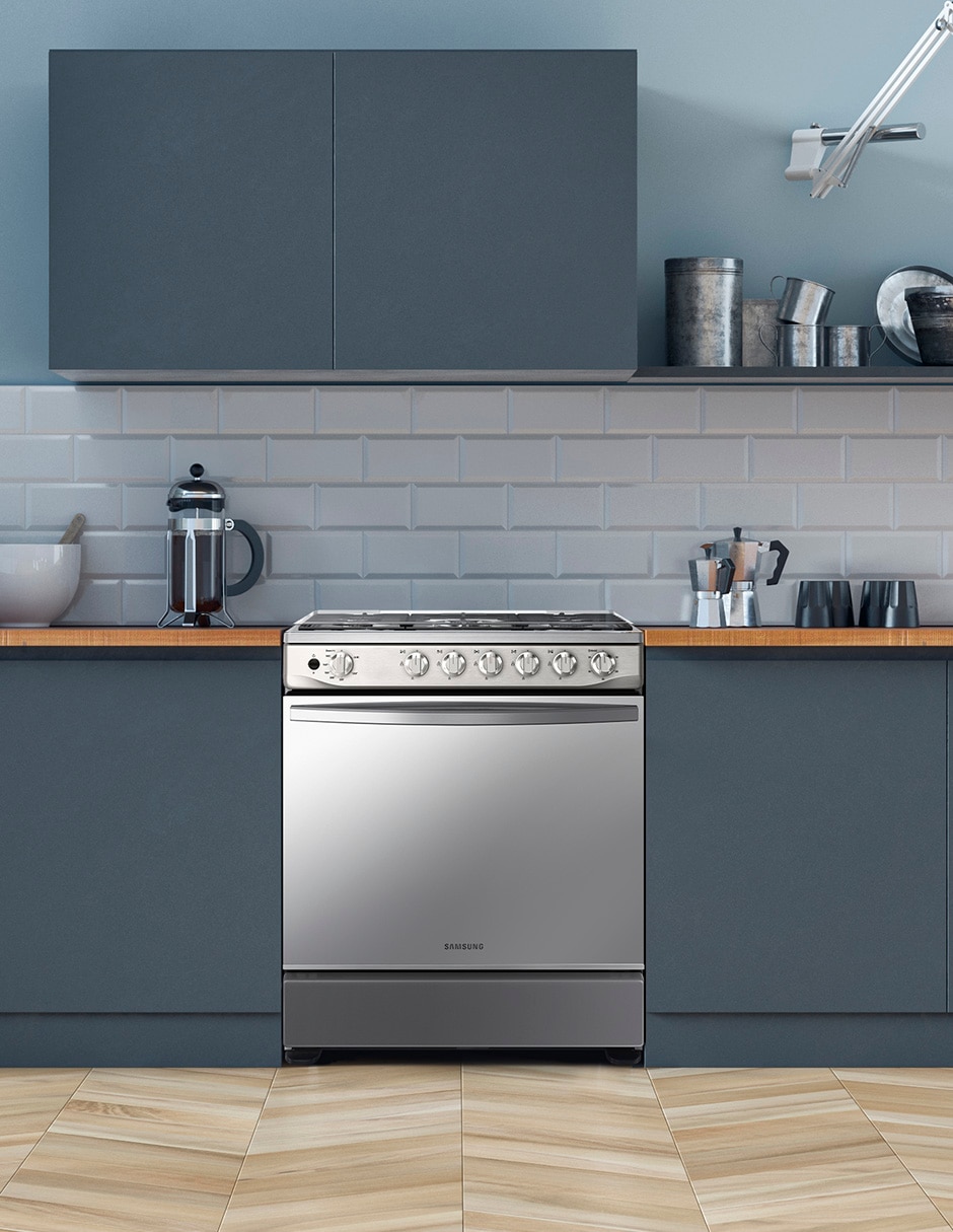 Estufa de piso a gas natural/lp Samsung 76.7 cm NX52T7422MS/AX de 5 quemadores