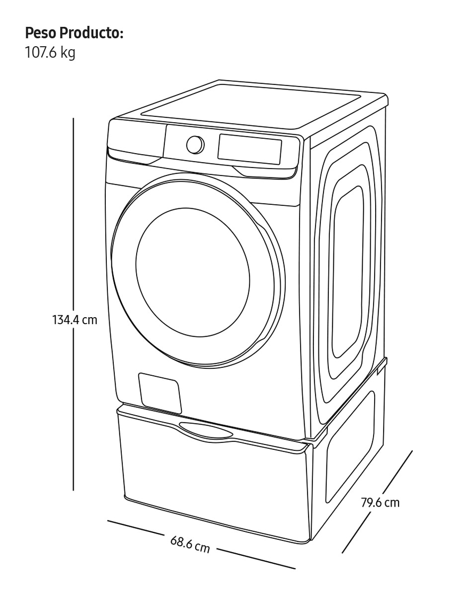 Lavadora Samsung 22 kg automática carga frontal f-wf22c640wcp