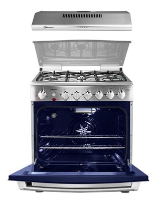 Combo estufa de piso a gas natural/lp Koblenz 76 cm COMBO.EST-FRYER+CAMP de 6 quemadores + campana
