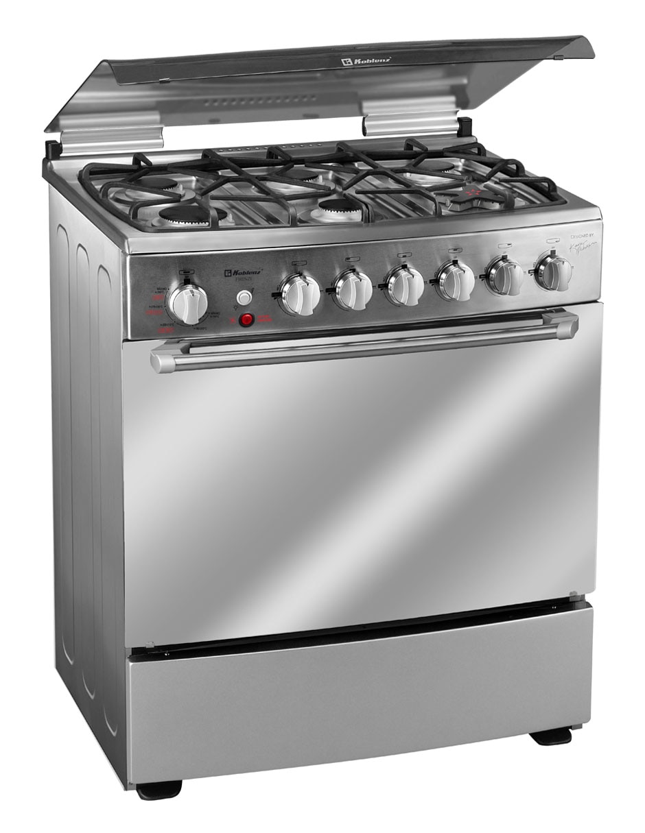 Combo estufa de piso a gas natural/lp Koblenz 76 cm COMBO.EST-FRYER+CAMP de 6 quemadores + campana