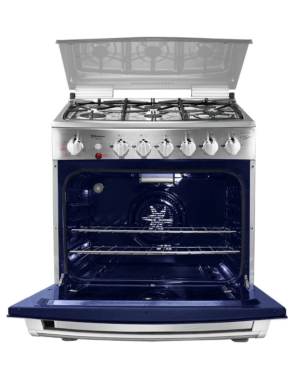 Combo estufa de piso a gas natural/lp Koblenz 76 cm COMBO.EST-FRYER+CAMP de 6 quemadores + campana