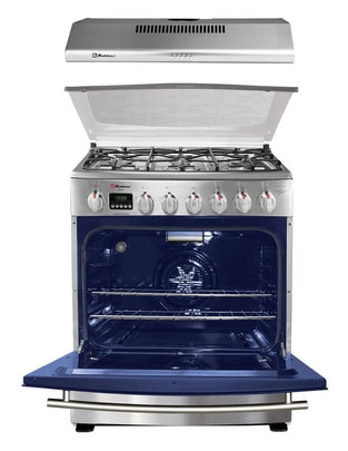Combo estufa de piso a Gas natural/lp Koblenz 76 cm COMBO.EST-FRYER+CAMP de 6 quemadores + Campana