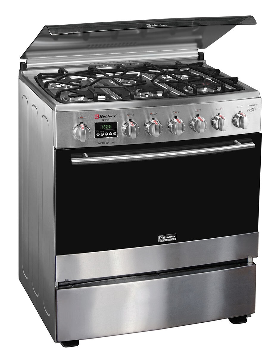 Combo estufa de piso a Gas natural/lp Koblenz 76 cm COMBO.EST-FRYER+CAMP de 6 quemadores + Campana