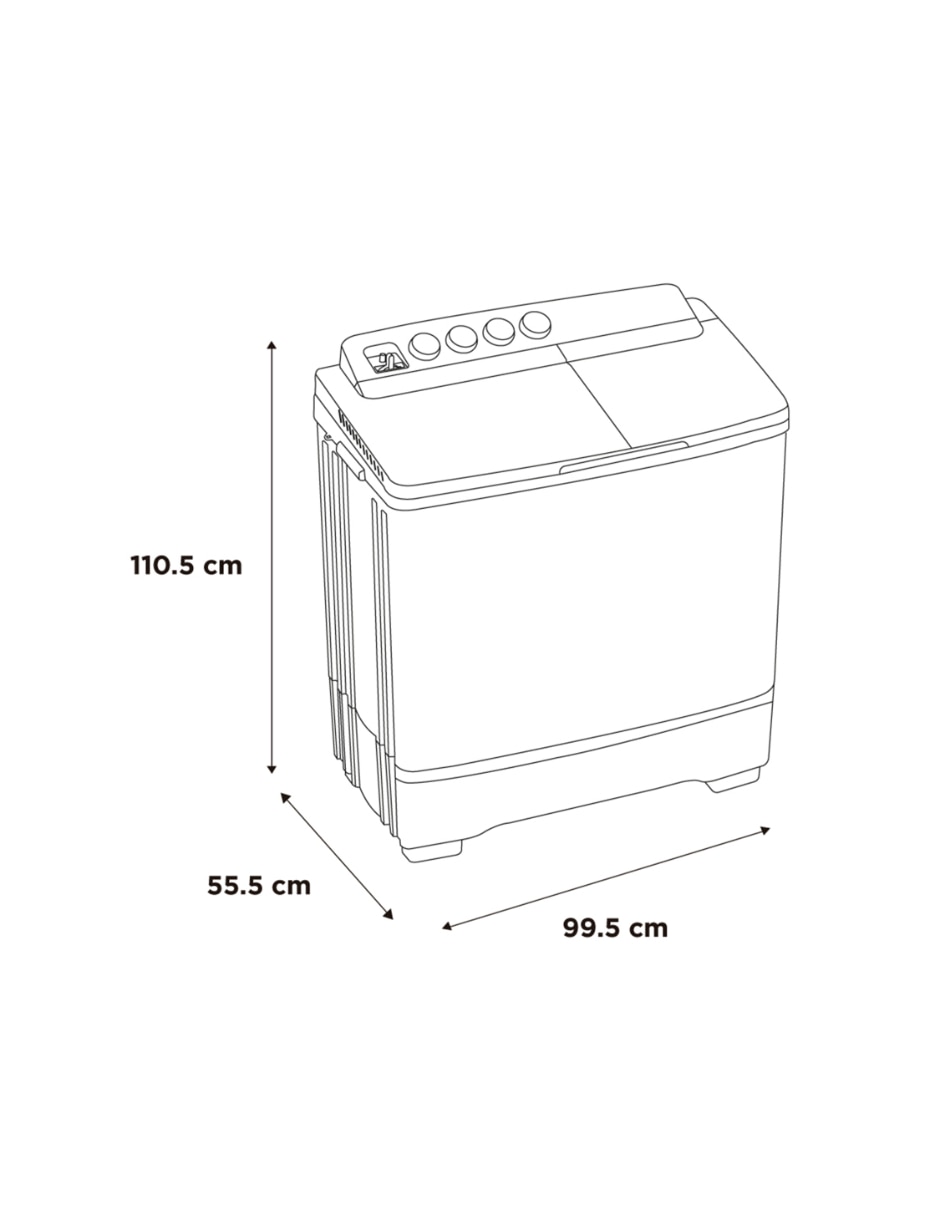 Lavadora doble tina 22 kg semiautom‡tica carga superior mt100w220/w-mx 13