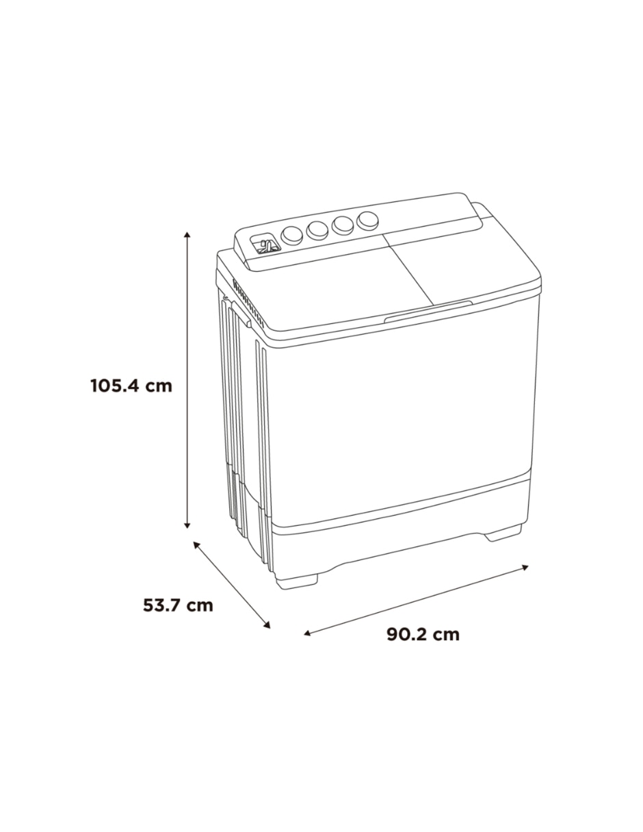 Lavadora doble tina Midea 19 kg semiautomática carga superior mt100w190/w-mx