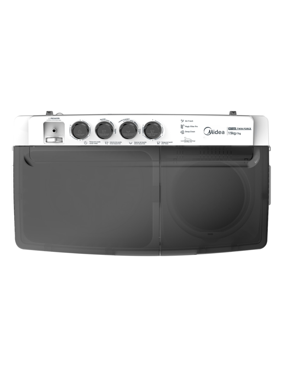 Lavadora doble tina Midea 19 kg semiautomática carga superior mt100w190/w-mx