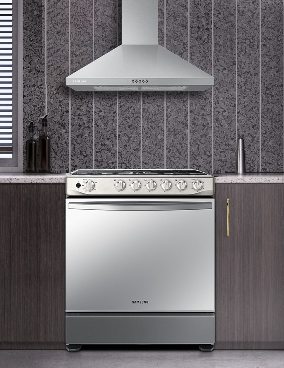Combo estufa de piso a Gas natural/lp 76 cm F-NX52T740R500 de 5 quemadores + Campana Combo estufa de piso a Gas natural/lp 76 cm F-NX52T740R500 de 5 quemadores + Campana
