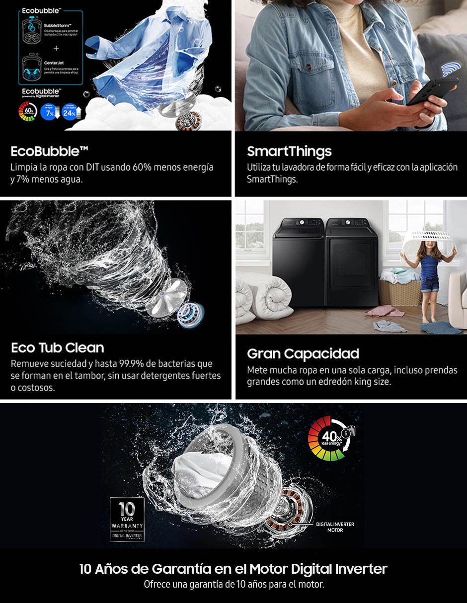 Lavadora Samsung automática carga superior WA22C3544GVAX