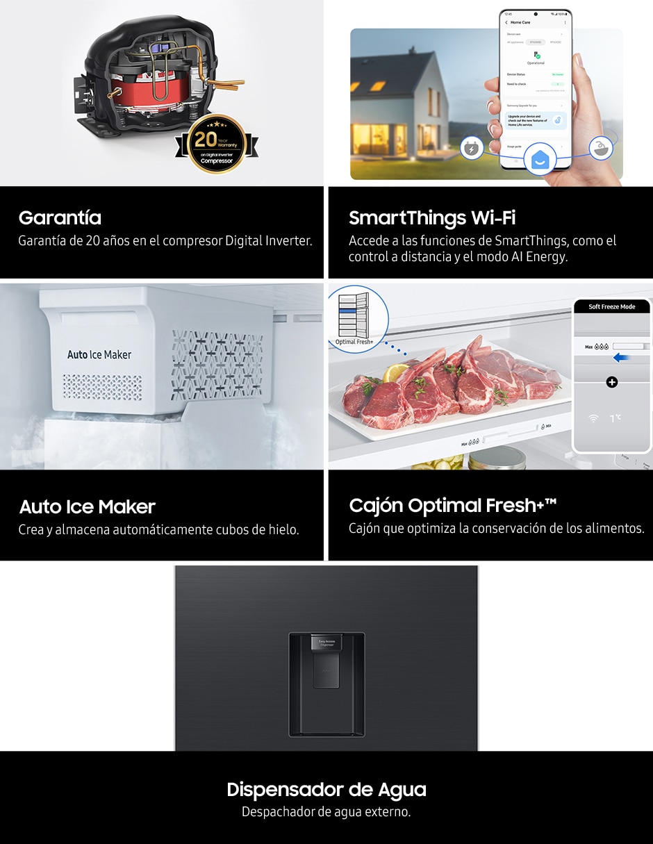 Refrigerador Top mount Samsung 19 pies cúbicos inverter y fabrica de hielos RT53DG6798B1EM