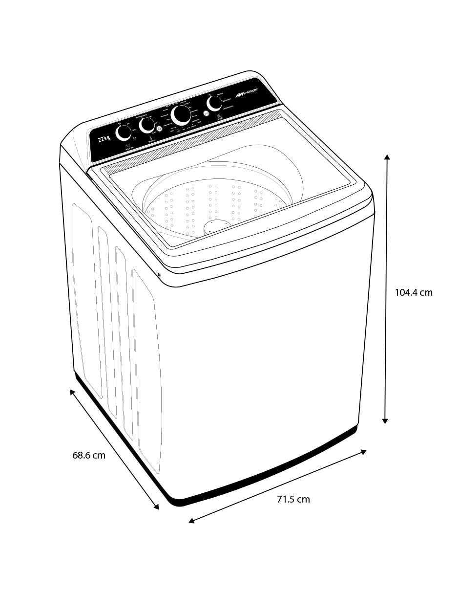 Lavadora Mirage 22 kg automática carga superior LMA022G