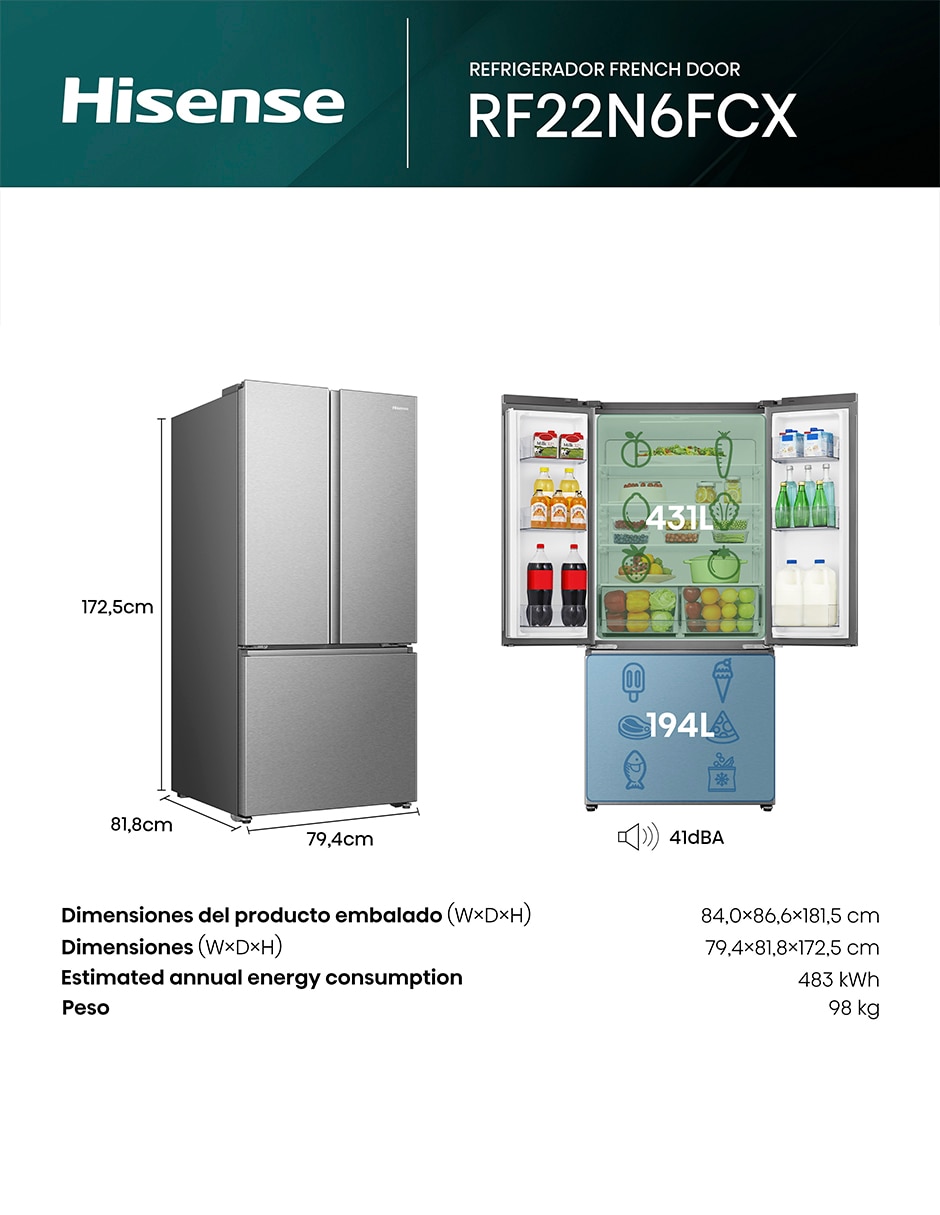 Refrigerador french door 22 pies cúbicos inverter No frost rf22N6fcx 10