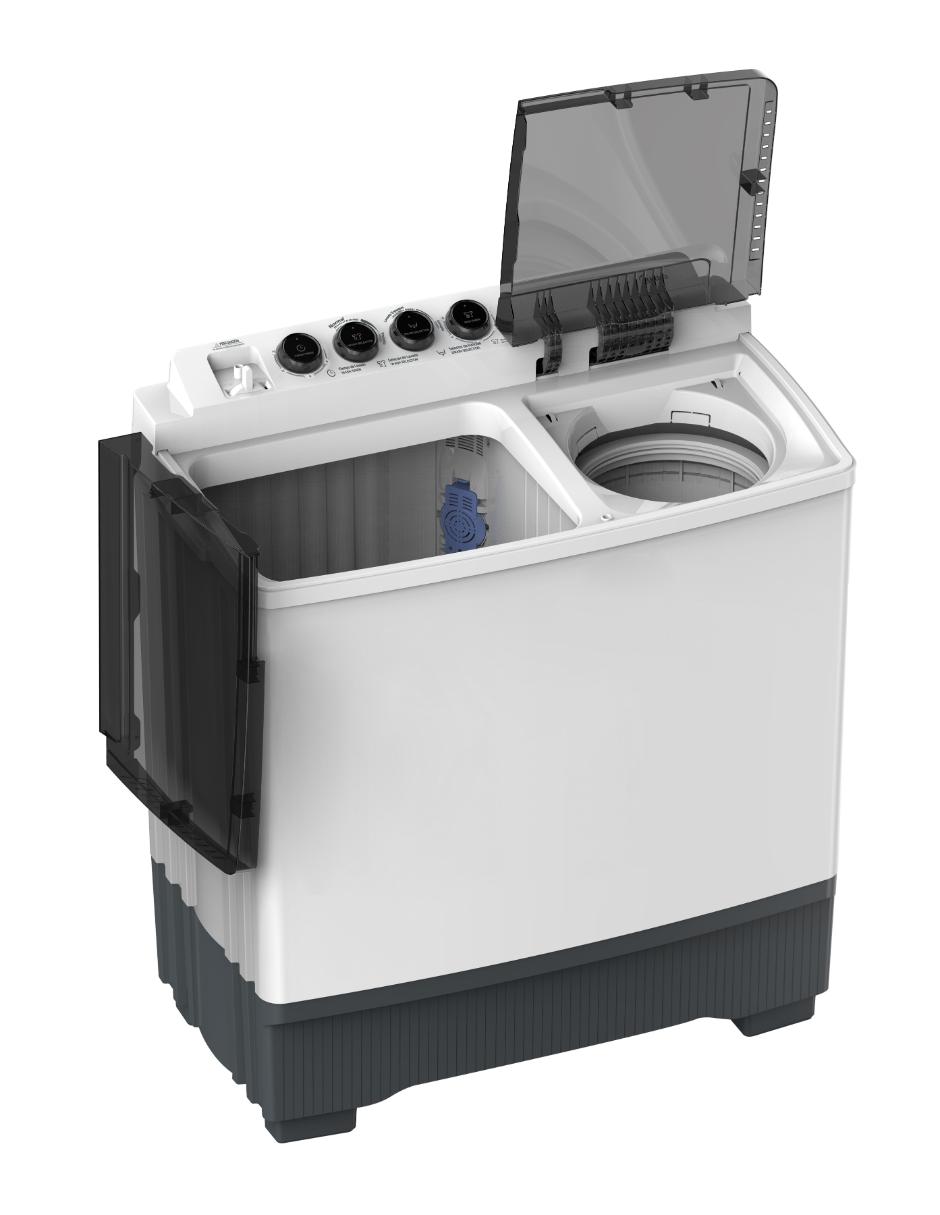 Lavadora doble tina 15 kg semiautomática carga superior mt100w150/w-mx 10