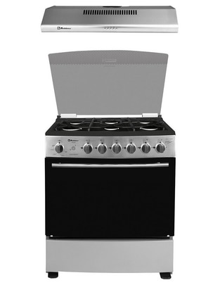 Combo estufa de piso a gas natural/LP 76 cm de 6 quemadores + campana 1