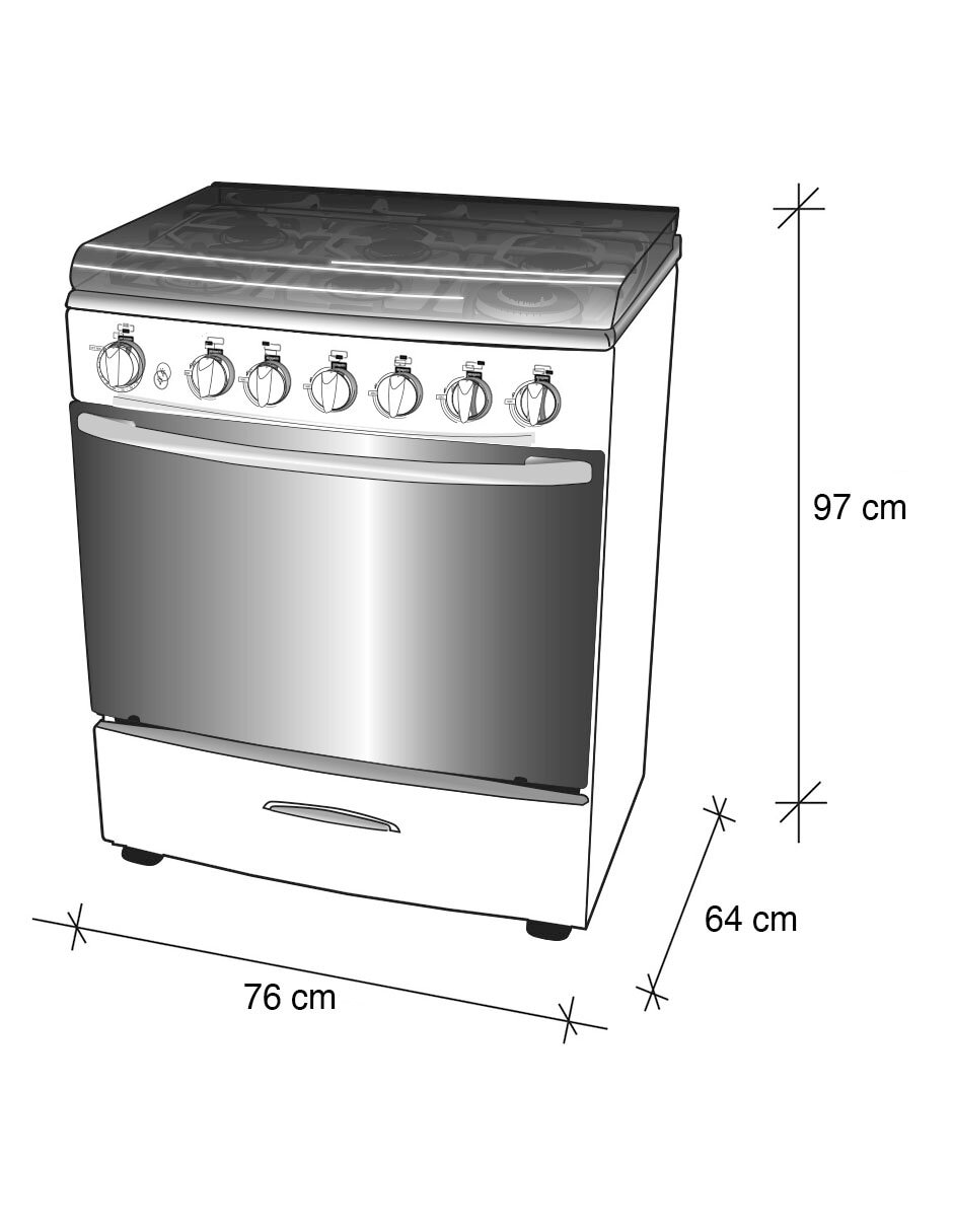 Combo estufa de piso a gas natural lp estufa 76 cm campana 76 cm de 6 quemadores 5