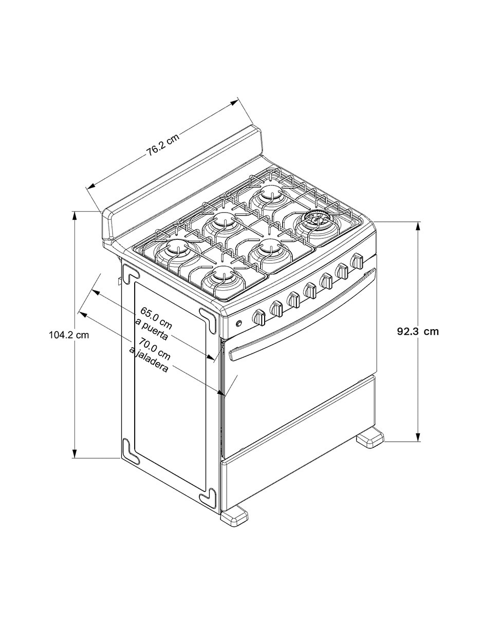 Estufa de piso a gas LP Onix 76.2 cm AFR7130G de 6 quemadores 11