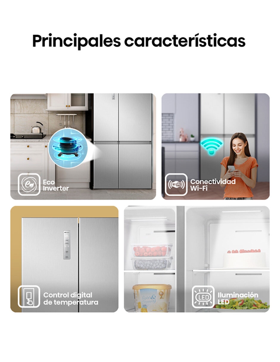 Refrigerador dúplex Hisense 22 pies cúbicos inverter y no frost RS22N6GCX