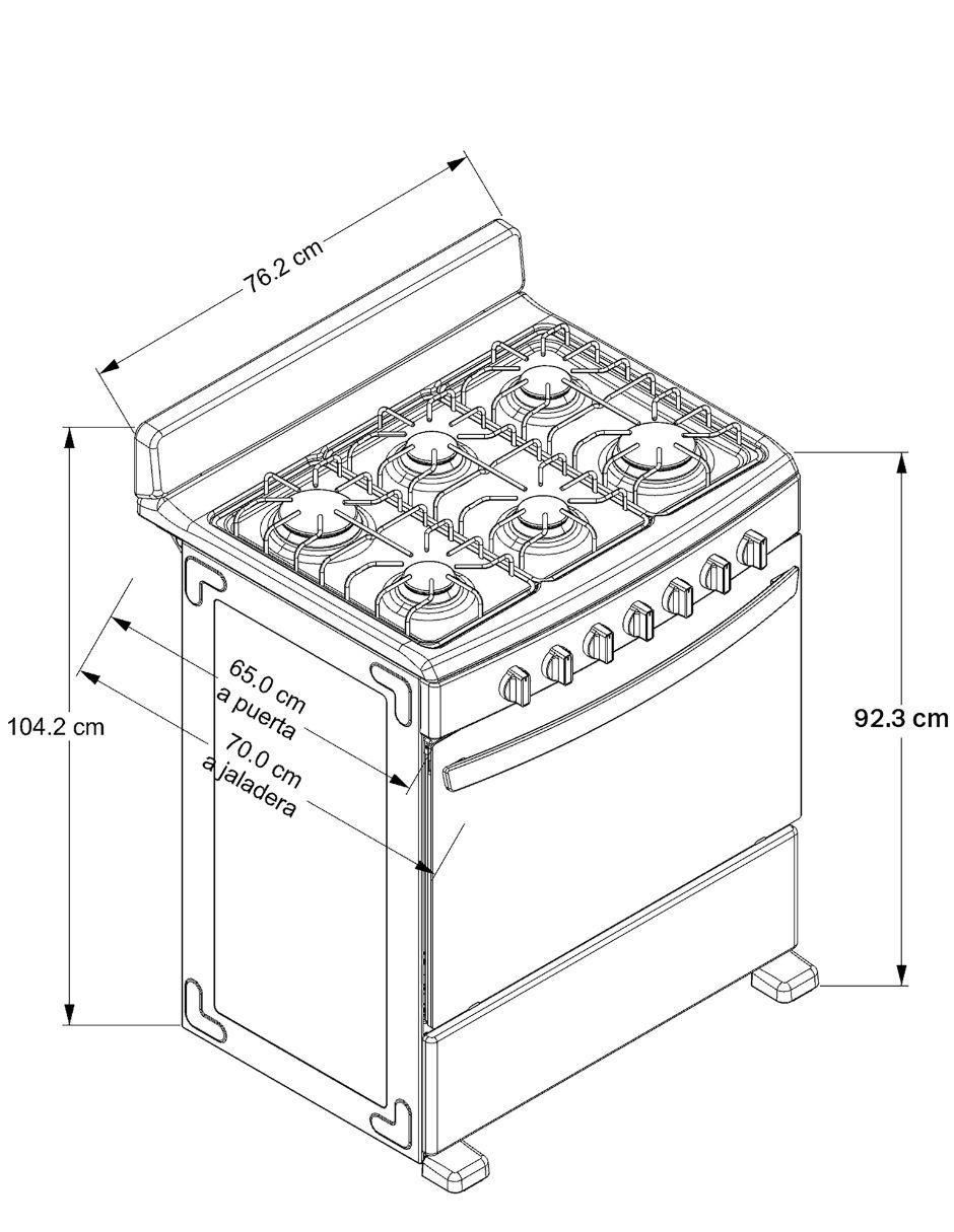 Estufa de piso a gas lp 76.2 cm AFR2110B de 6 quemadores 4