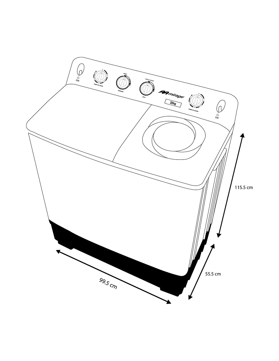 Lavadora doble tina 22 kg semiautomática carga superior LMS022M 8