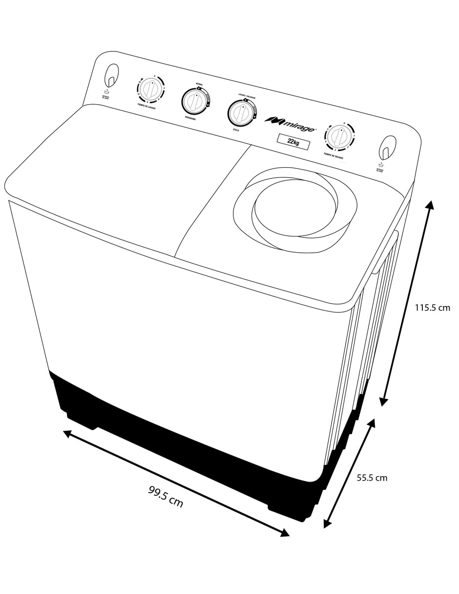 Lavadora doble tina 22 kg semiautomática carga superior LAV 13