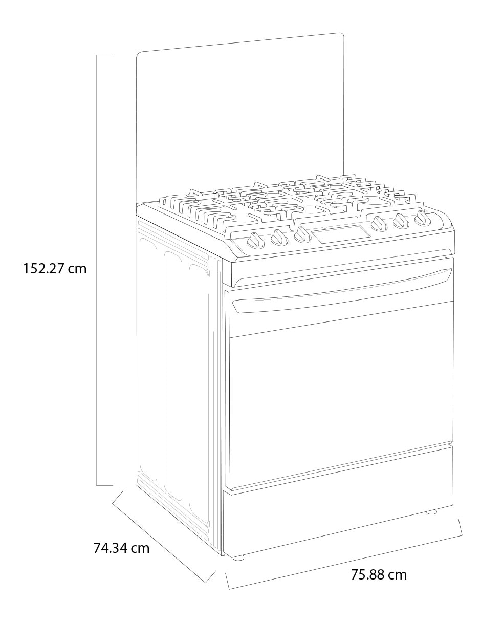 Estufa de piso a gas lp Lg 75.88 cm LRGL5844S de 5 quemadores