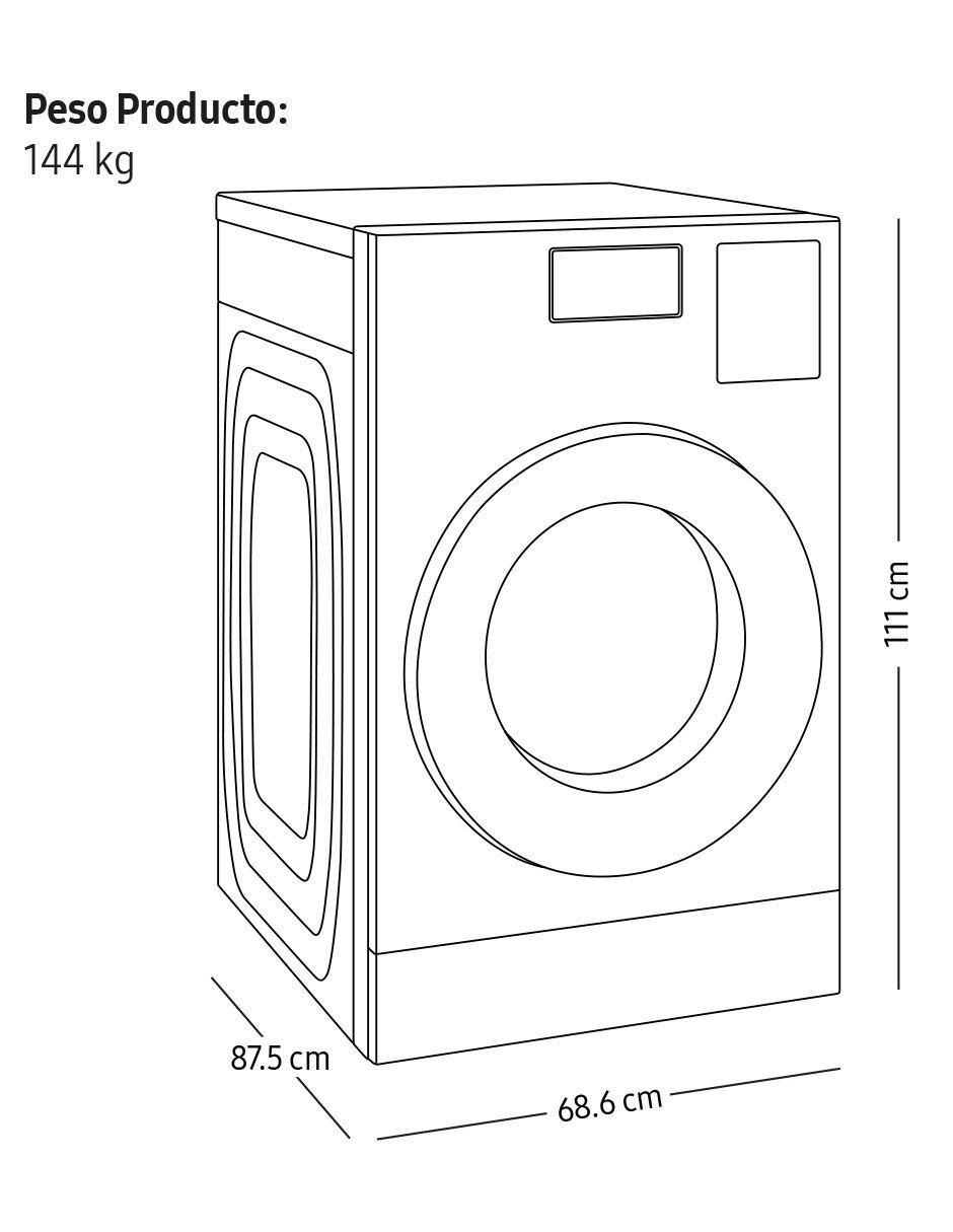 Lavasecadora Samsung eléctrica 26 kg 15 kg WD26DB8995BZAX