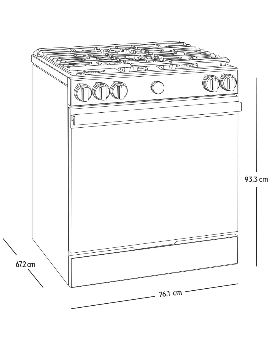 Estufa de piso a gas lp Bespoke 76.1 cm NSG6DG8700SRAX de 5 quemadores 13