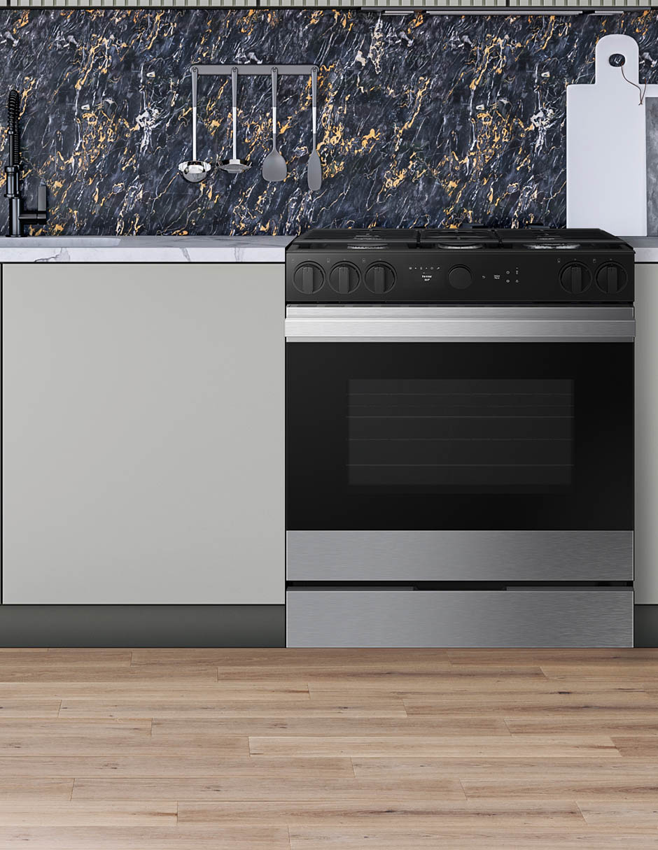 Estufa de piso a gas lp Bespoke 76.1 cm NSG6DG8700SRAX de 5 quemadores 3