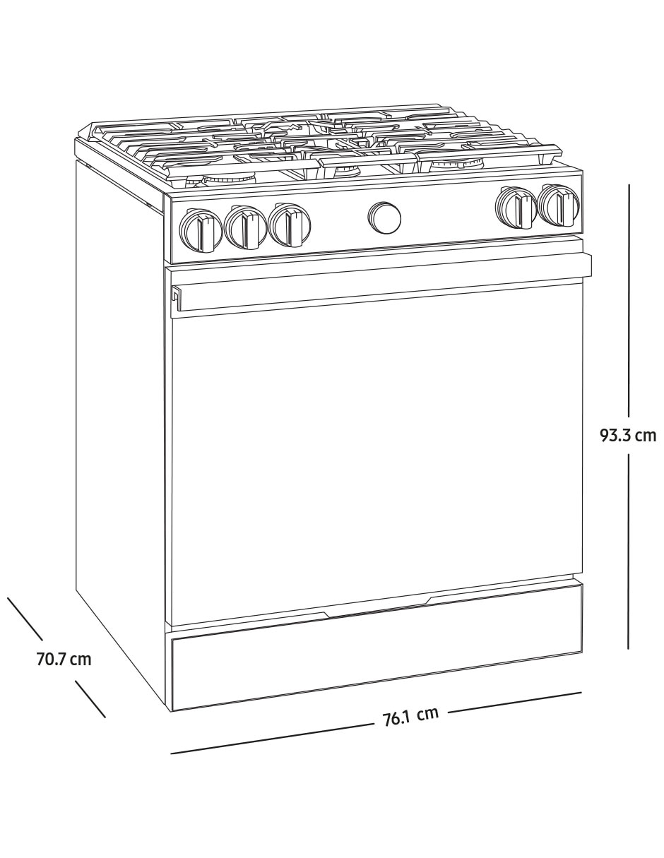 Estufa de piso a gas lp Bespoke 76.1 cm NSG6DB850012AX de 5 quemadores 12