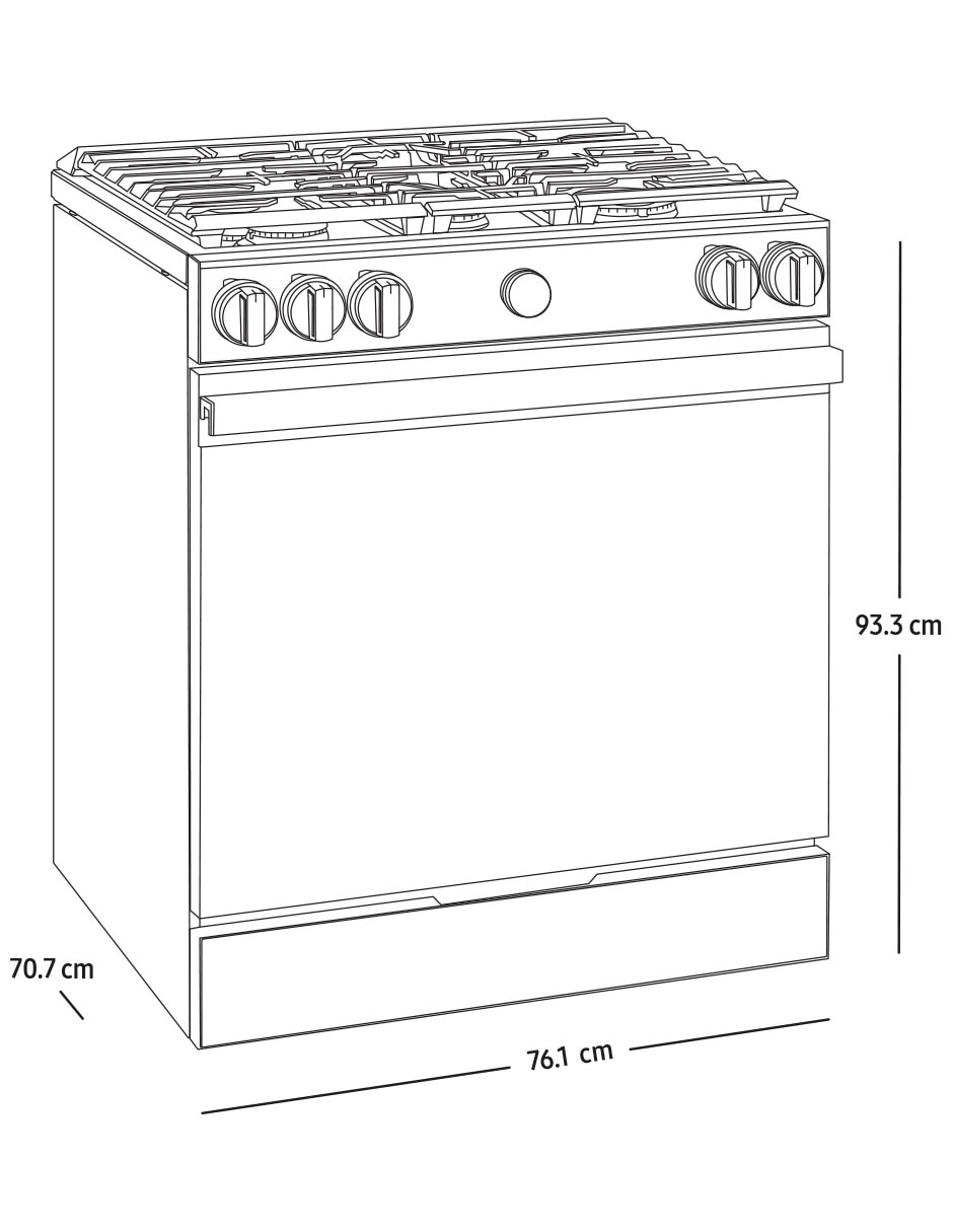 Estufa de piso a gas lp Samsung Bespoke 76.1 cm NSG6DG8500SRAX de 5 quemadores