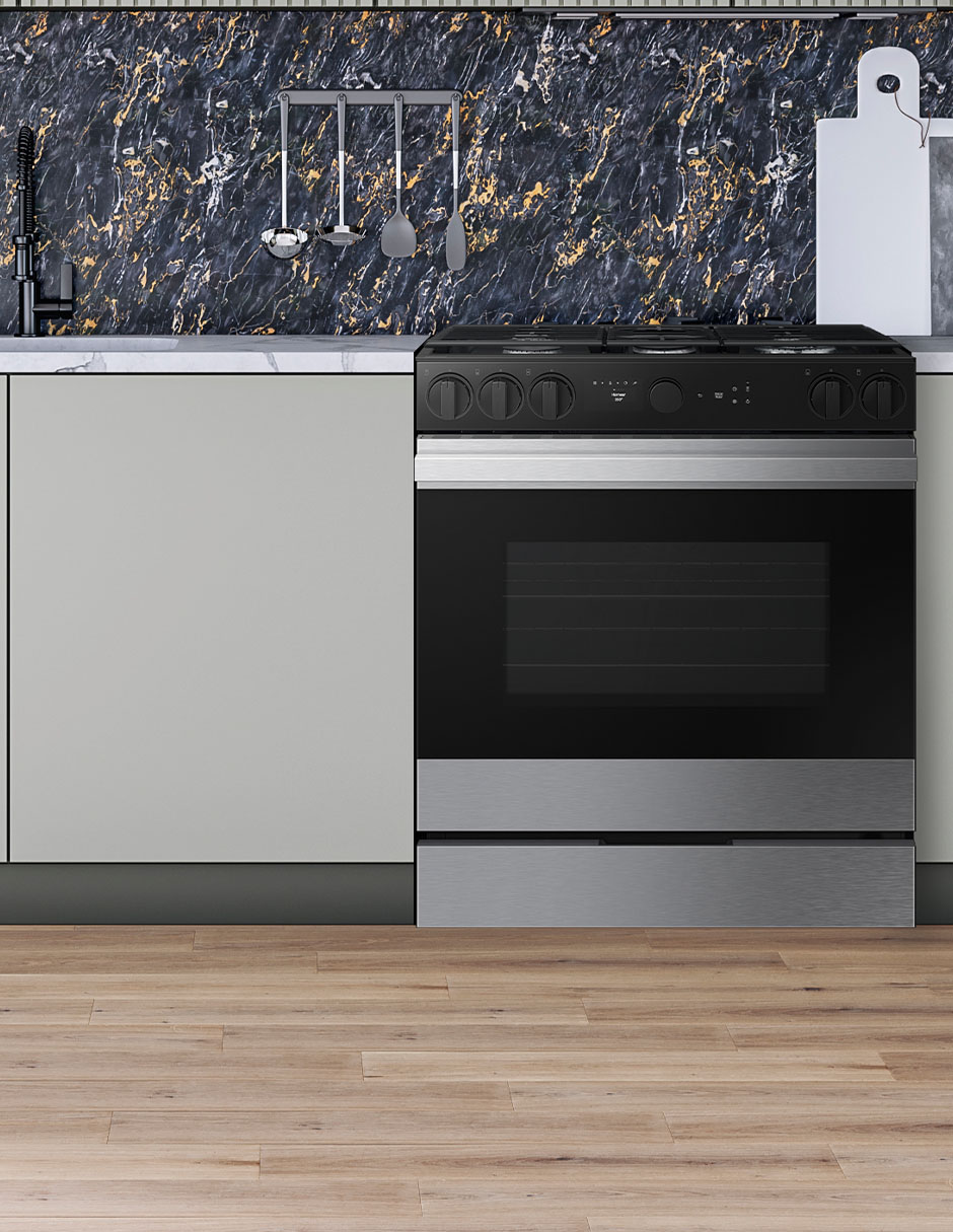 Estufa de piso a gas lp Samsung Bespoke 76.1 cm NSG6DG8500SRAX de 5 quemadores