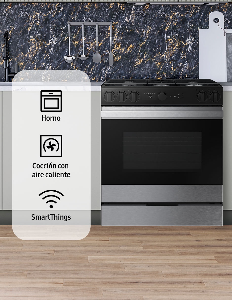 Estufa de piso a gas lp Samsung Bespoke 76.1 cm NSG6DG8500SRAX de 5 quemadores