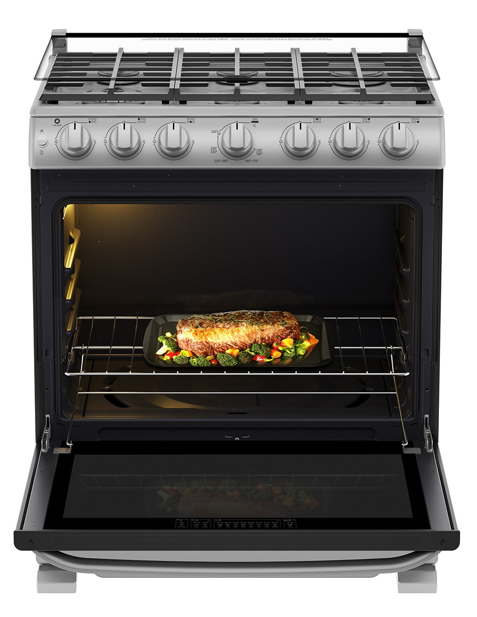 Estufa de piso a gas lp Mabe 76.60 cm EM7657CFIS0 de 6 quemadores