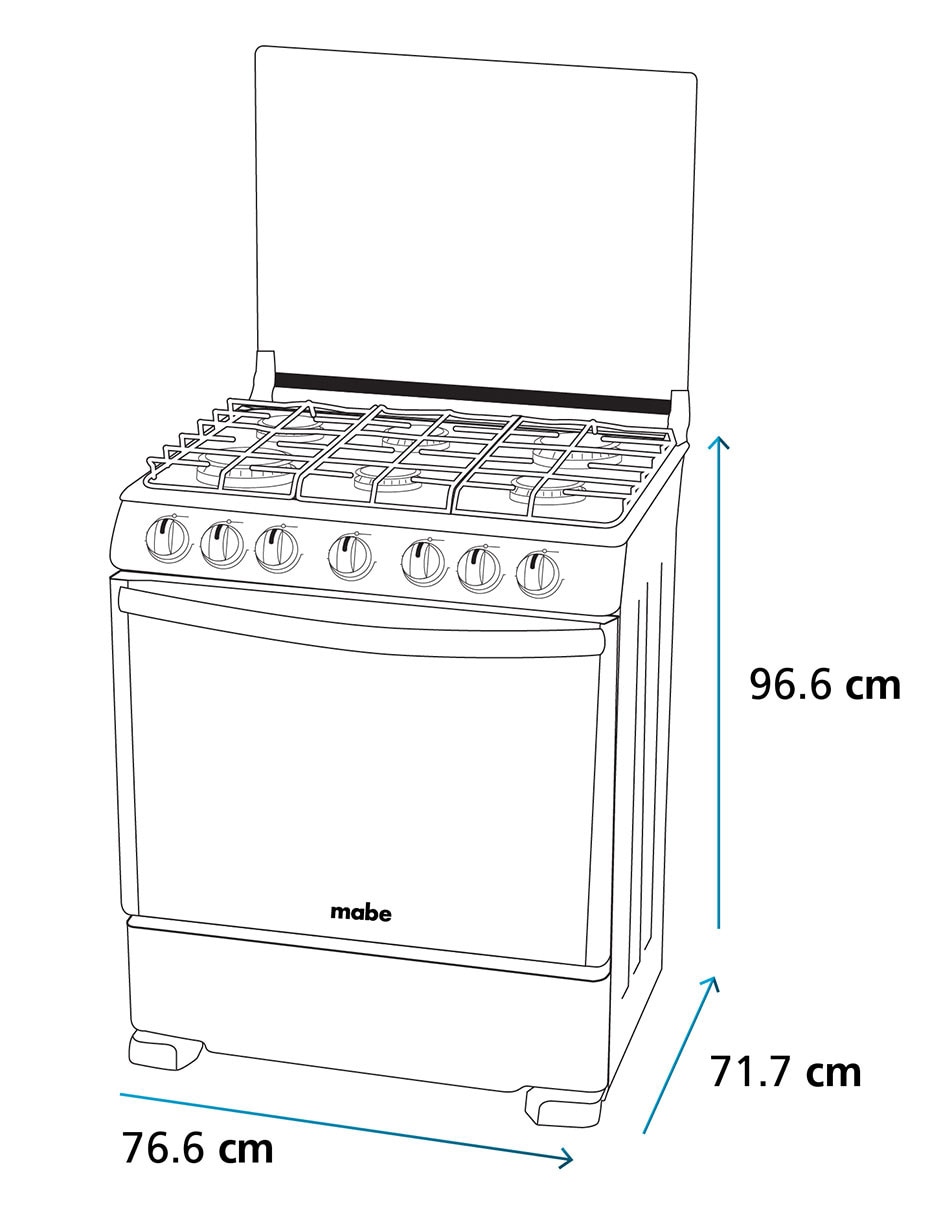 Estufa de piso a gas lp Mabe 76.60 cm EM7657CFIS0 de 6 quemadores