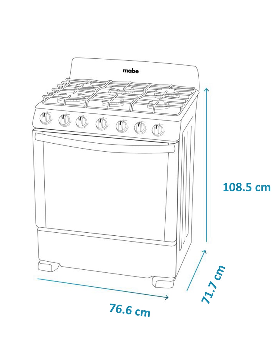 Estufa de piso a gas lp Mabe 76.60 cm EM7654BFIS3 de 6 quemadores