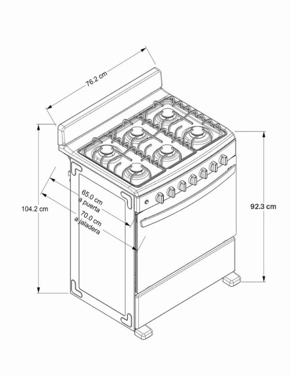 Estufa de piso a gas lp 76 cm AFR4112B de 6 quemadores 3