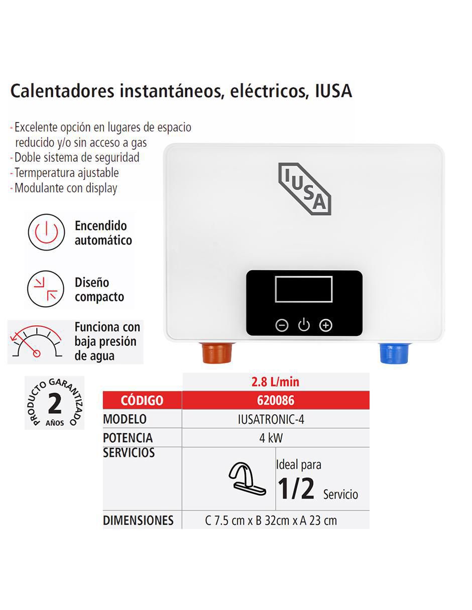 Calentador instantáneo IUSATRONIC-4 2.8 L eléctrico