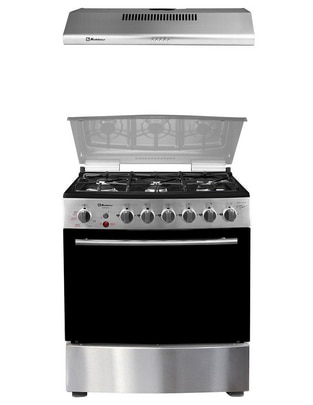 Combo estufa de piso a gas natural/LP 76 cm EK-3131ND de 6 quemadores + campana 1