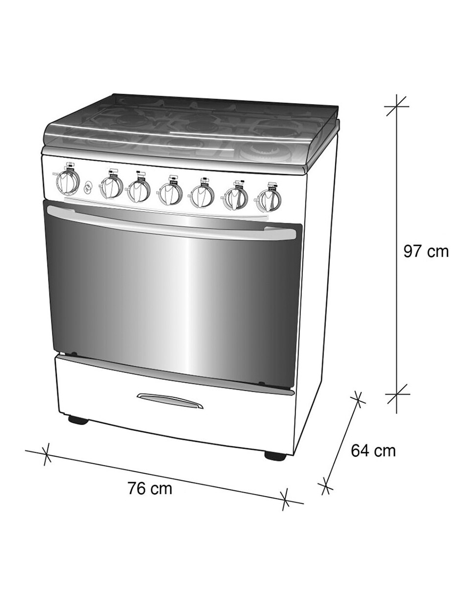 Combo estufa de piso a gas natural/lp 76 cm ek-3131nd de 6 quemadores 6