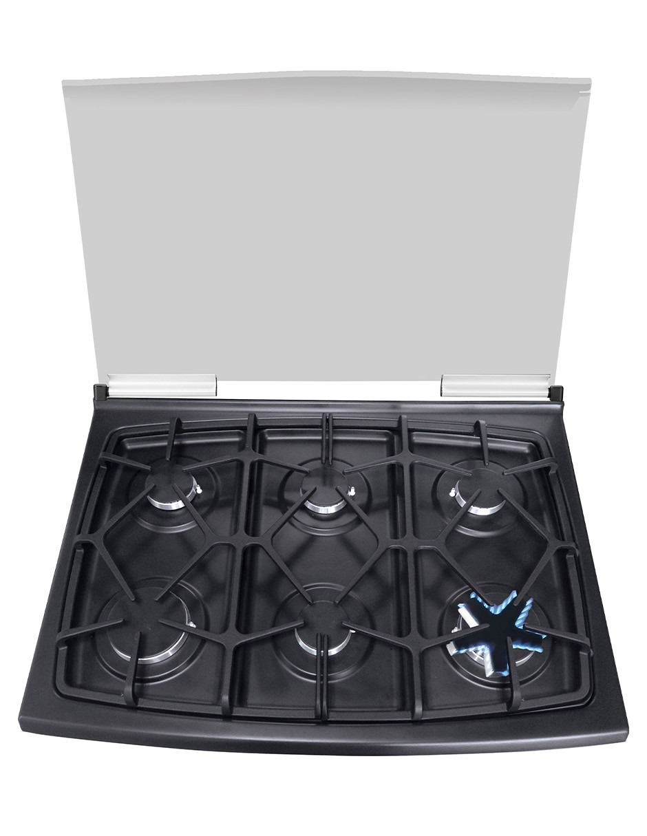Combo estufa de piso a gas natural/LP 76 cm EK-3131ND de 6 quemadores + campana 4