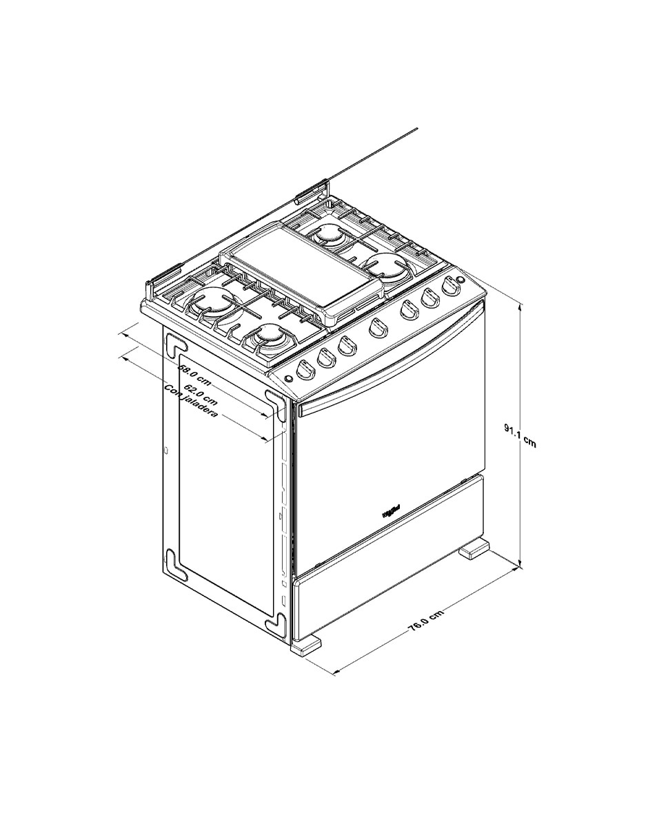 Estufa de piso a gas natural/lp Whirlpool 76 cm WFR5200D de 6 quemadores