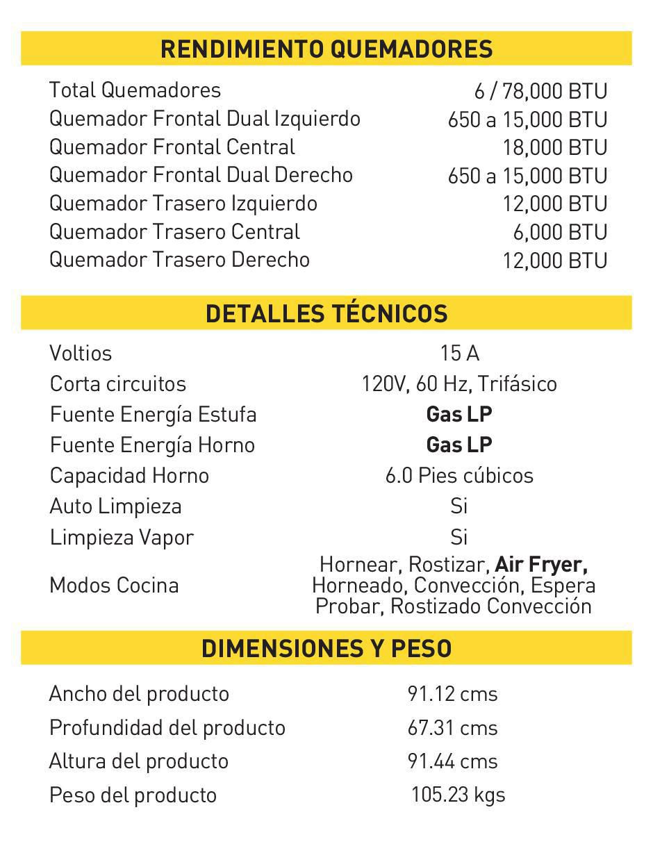 Estufa de piso a gas natural 90 cm TRG3601 de 6 quemadores 5