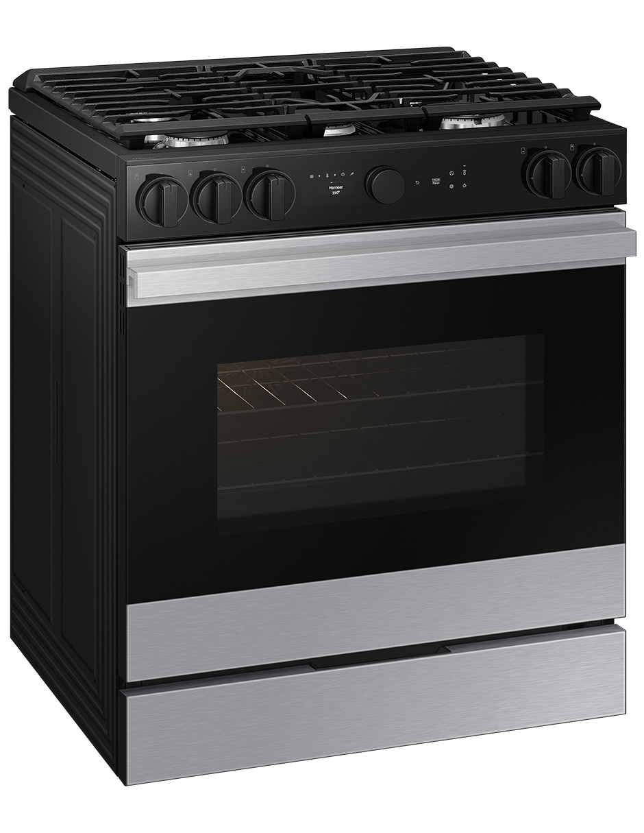 Combo estufa de piso a gas natural/lp Samsung Bespoke 76.1 CM F-NSG870SRNK36 de 5 quemadores + campana