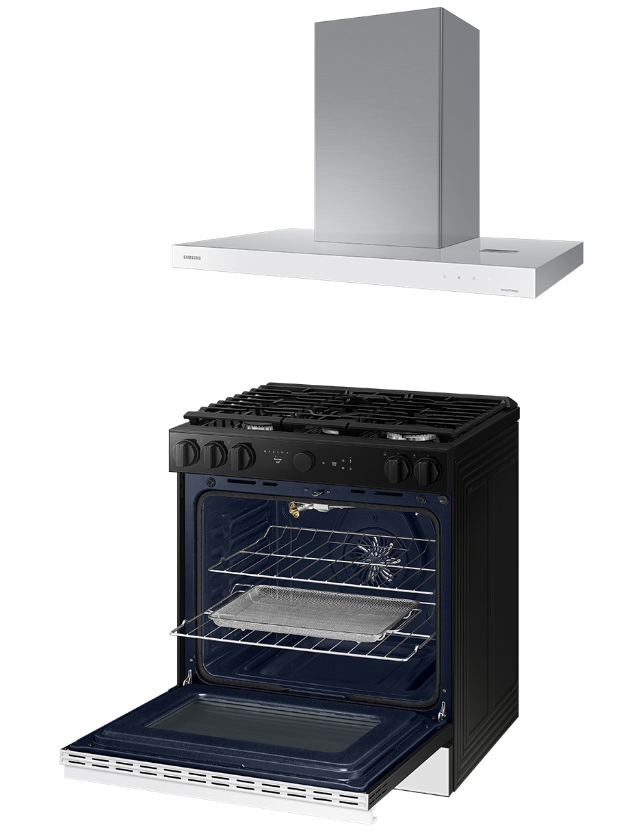 Combo estufa de piso a gas natural/lp 76.1 CM F-NSG85012NK36 de 5 quemadores + campana