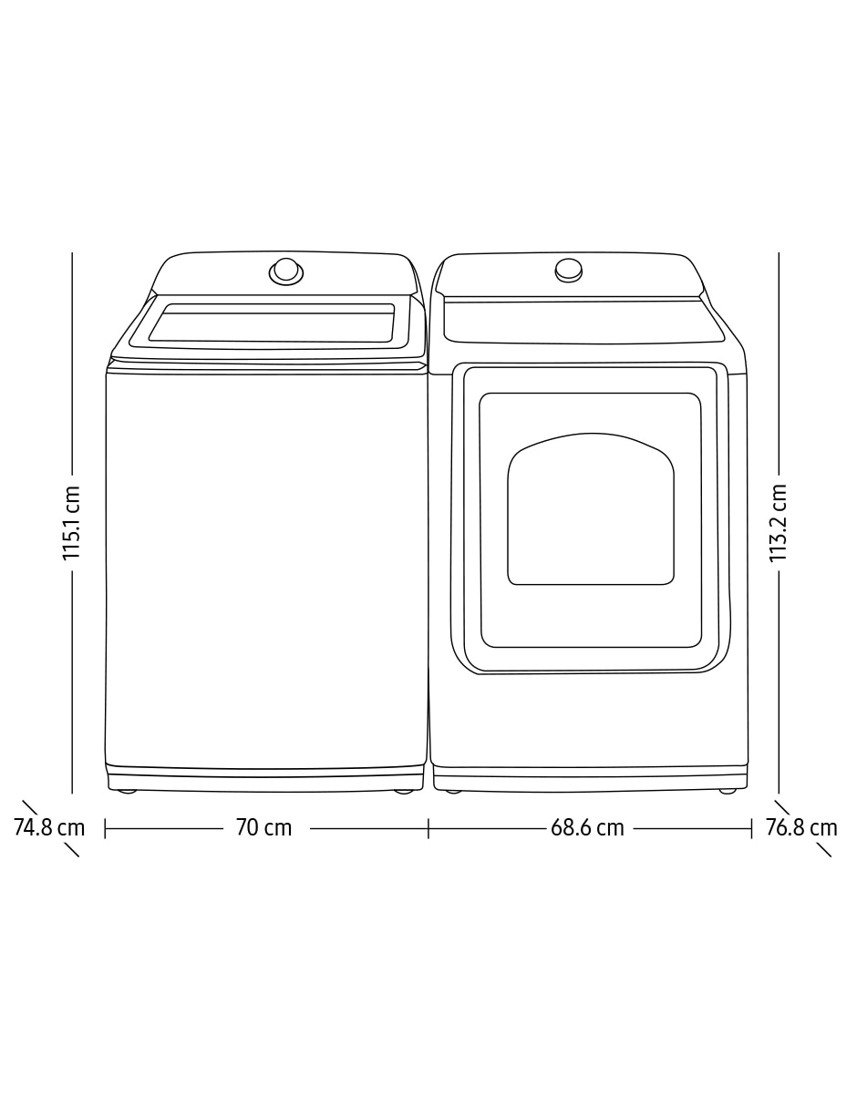 Combo Lavadora + Secadora Samsung de gas 28 kg 
F-WA28BDV24AV