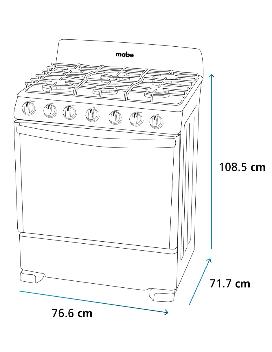Combo estufa de piso a gas LP 76 cm EM7659BFIS3CMP76 de 6 quemadores + campana 17
