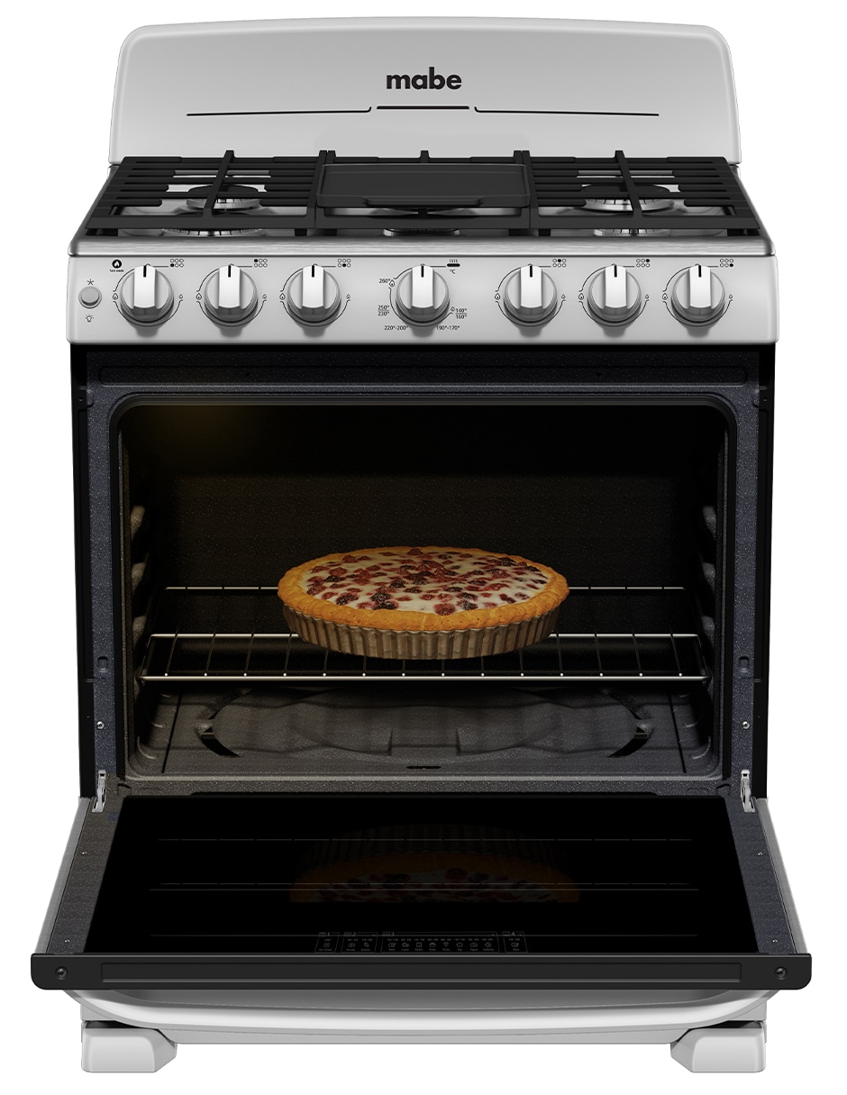 Combo estufa de piso a gas LP 76 cm EM7659BFIS3CMP76 de 6 quemadores + campana 6