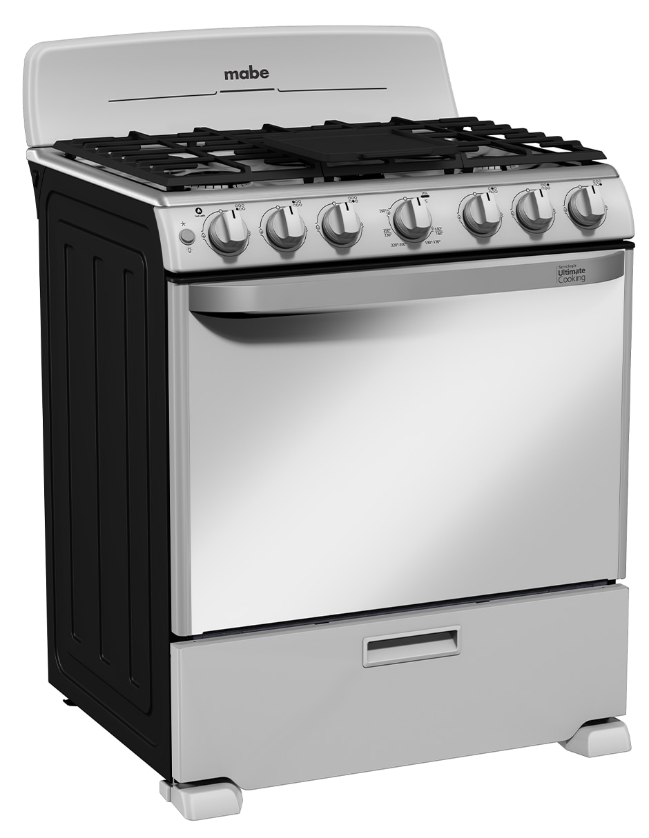 Combo estufa de piso a gas LP 76 cm EM7659BFIS3CMP76 de 6 quemadores + campana 10